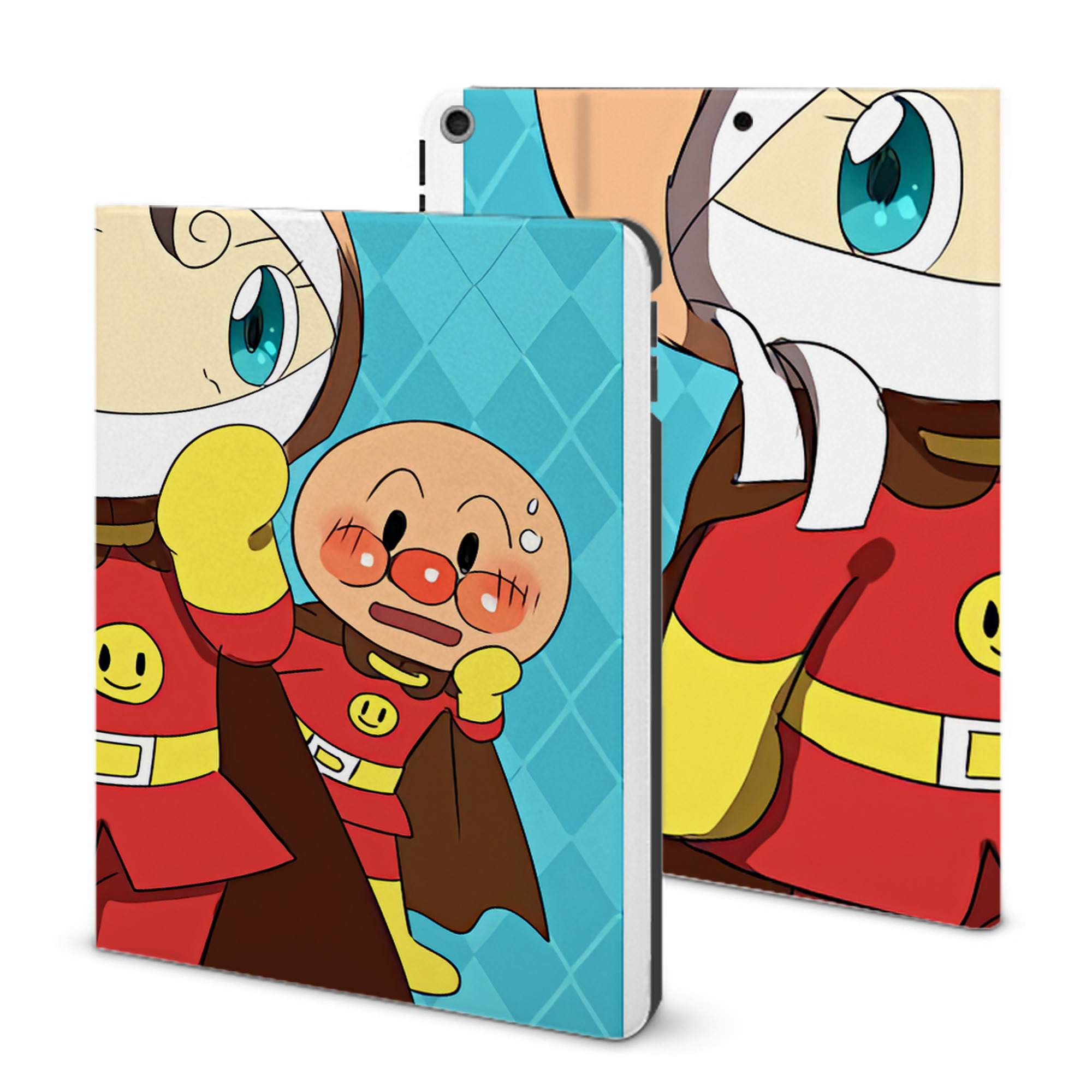 （画像用） アンパンマン Anpanman IPad ケース ブック型 PUレザー TPU 耐衝撃 軽量 薄型 ペン収納なし 全面保護 IPad 各モデル対応